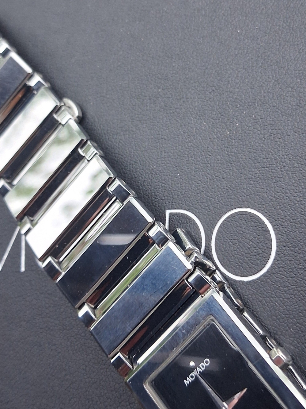Movado Men's Stainless Steel Rectangular Bracelet Watch - Black Dial - Picture 7 of 13